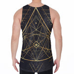 Geometric Pyramid Print Men's Velvet Tank Top