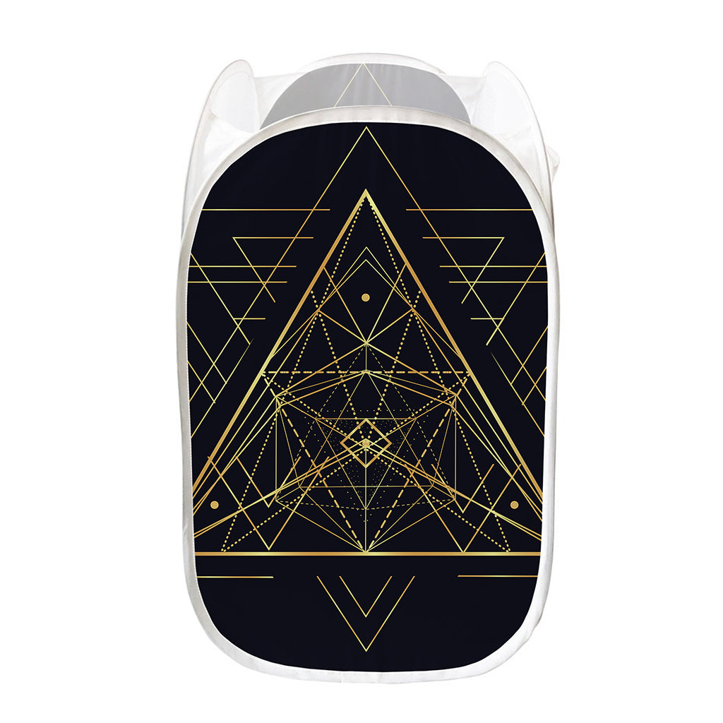 Geometric Pyramid Print Mesh Laundry Hamper