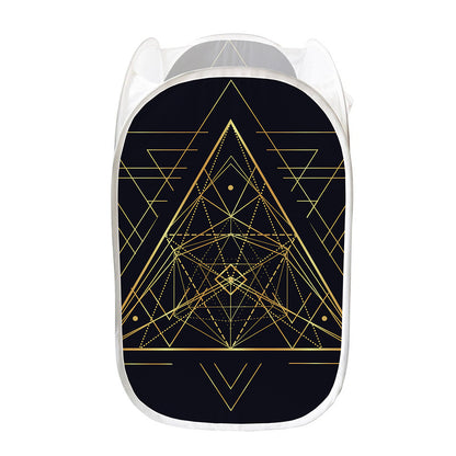 Geometric Pyramid Print Mesh Laundry Hamper