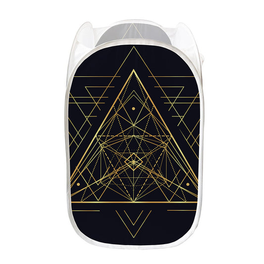 Geometric Pyramid Print Mesh Laundry Hamper