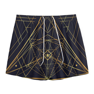 Geometric Pyramid Print Mesh Shorts