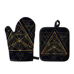 Geometric Pyramid Print Oven Mitt And Pot Holder Set