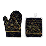 Geometric Pyramid Print Oven Mitt And Pot Holder Set