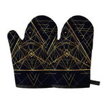 Geometric Pyramid Print Oven Mitts