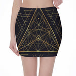 Geometric Pyramid Print Pencil Mini Skirt