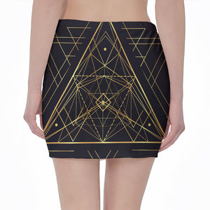 Geometric Pyramid Print Pencil Mini Skirt