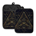 Geometric Pyramid Print Pot Holders With Pocket