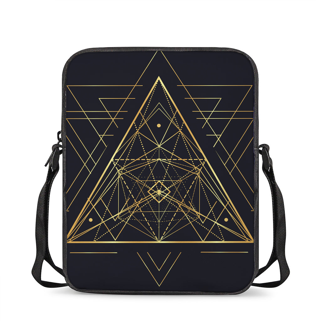 Geometric Pyramid Print Rectangular Crossbody Bag