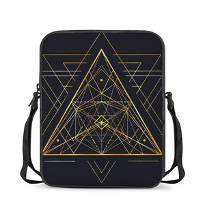 Geometric Pyramid Print Rectangular Crossbody Bag