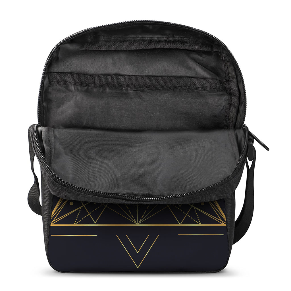 Geometric Pyramid Print Rectangular Crossbody Bag