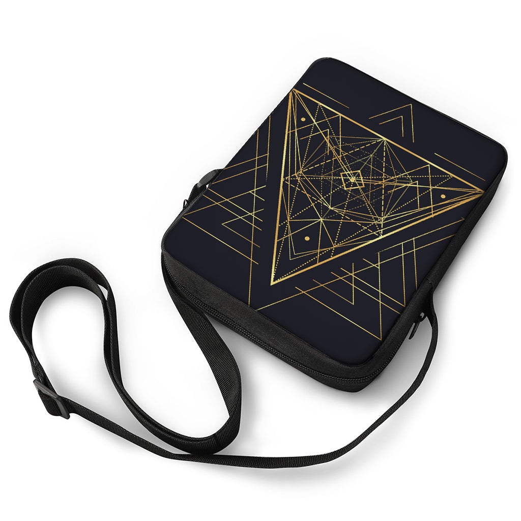 Geometric Pyramid Print Rectangular Crossbody Bag