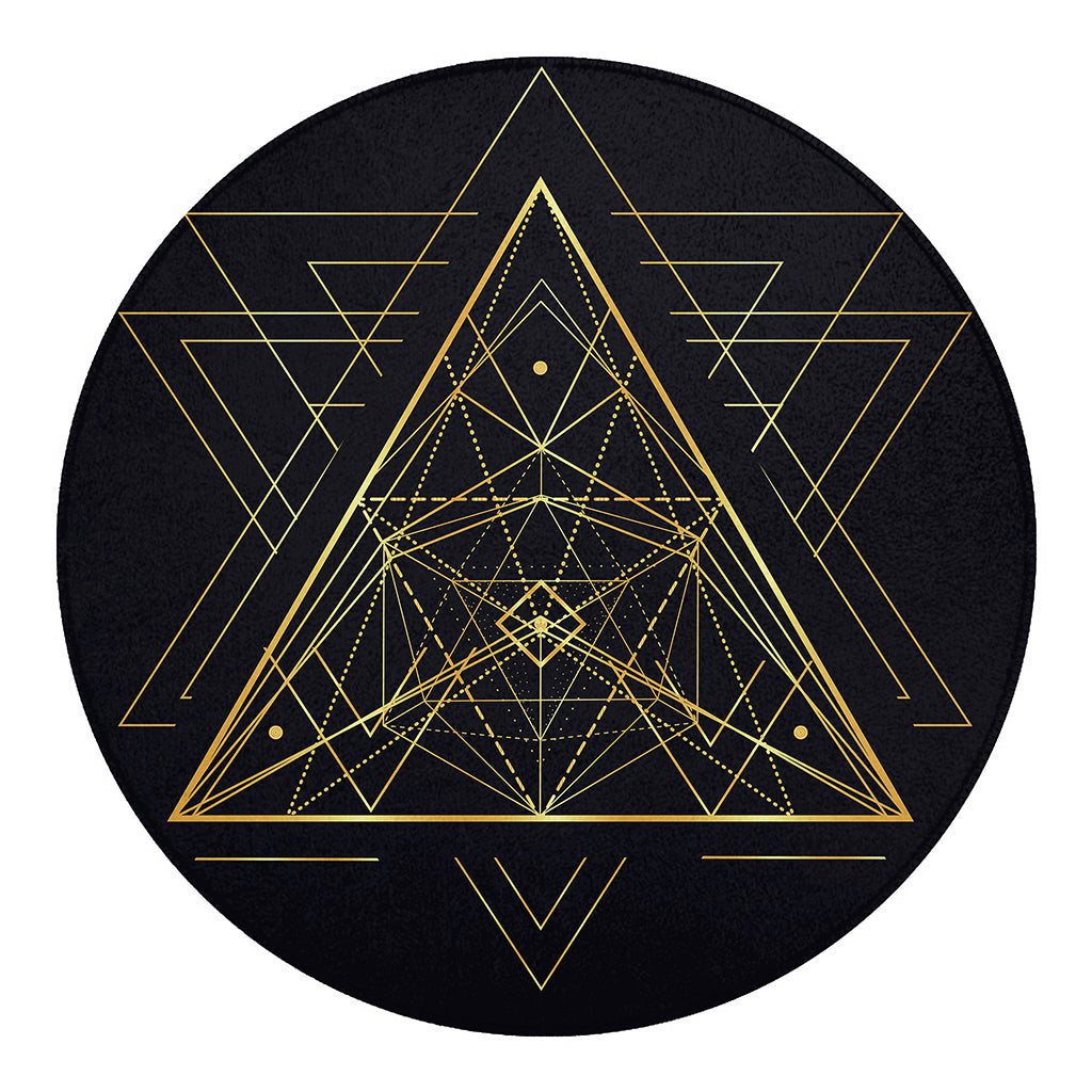 Geometric Pyramid Print Round Blanket
