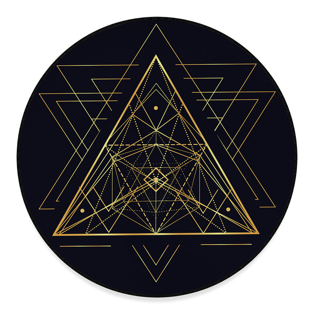Geometric Pyramid Print Round Floor Mat