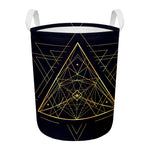 Geometric Pyramid Print Round Laundry Basket