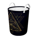 Geometric Pyramid Print Round Laundry Basket
