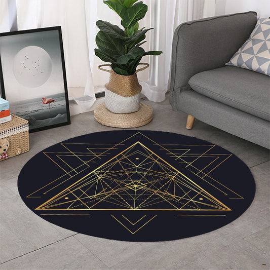 Geometric Pyramid Print Round Rug