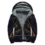 Geometric Pyramid Print Sherpa Lined Zip Up Hoodie