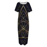 Geometric Pyramid Print Short Sleeve Long Nightdress