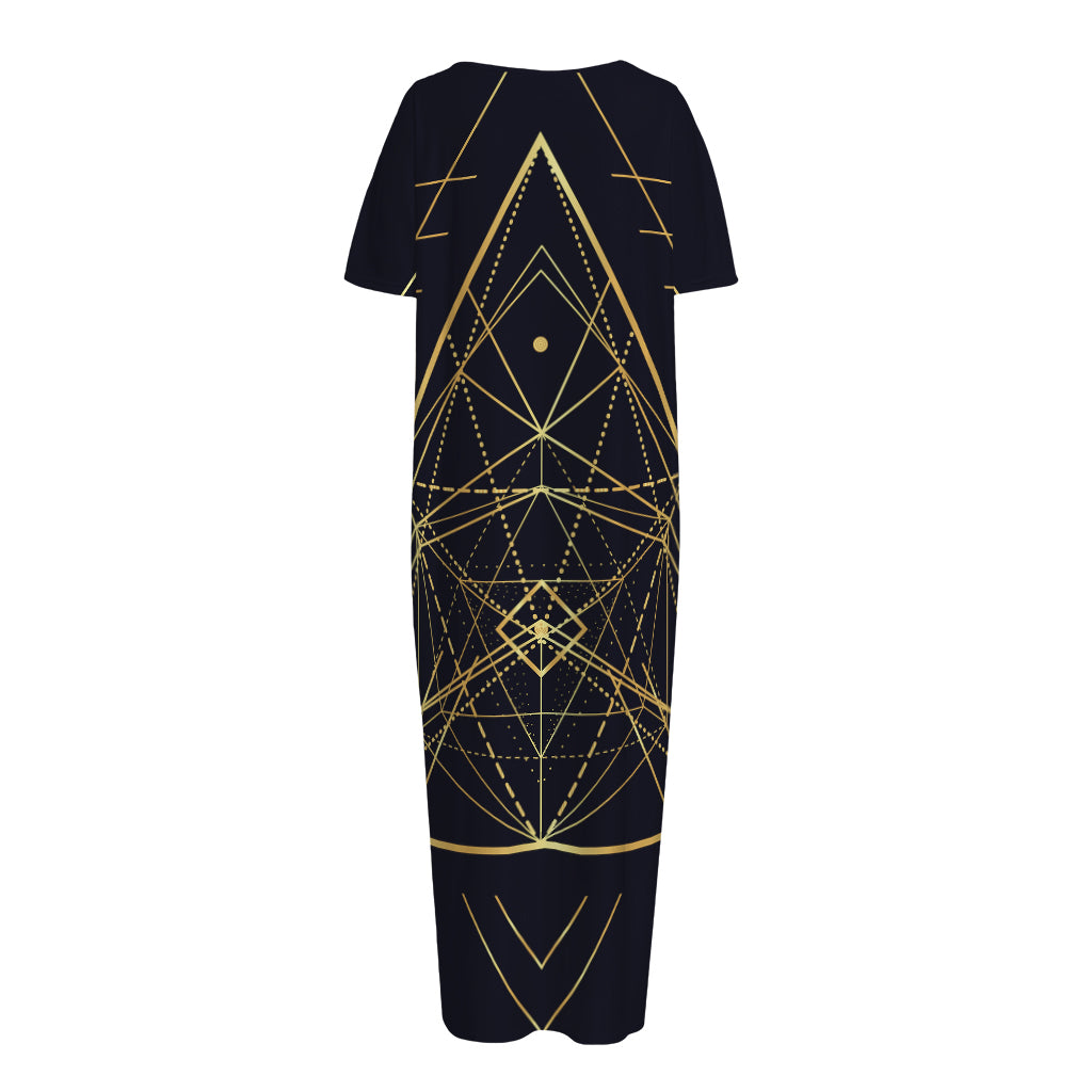 Geometric Pyramid Print Short Sleeve Long Nightdress