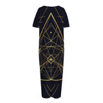 Geometric Pyramid Print Short Sleeve Long Nightdress