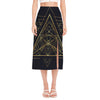 Geometric Pyramid Print Side Slit Midi Skirt