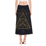 Geometric Pyramid Print Side Slit Midi Skirt