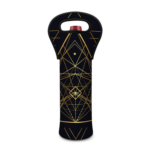 Geometric Pyramid Print Single Neoprene Wine Tote