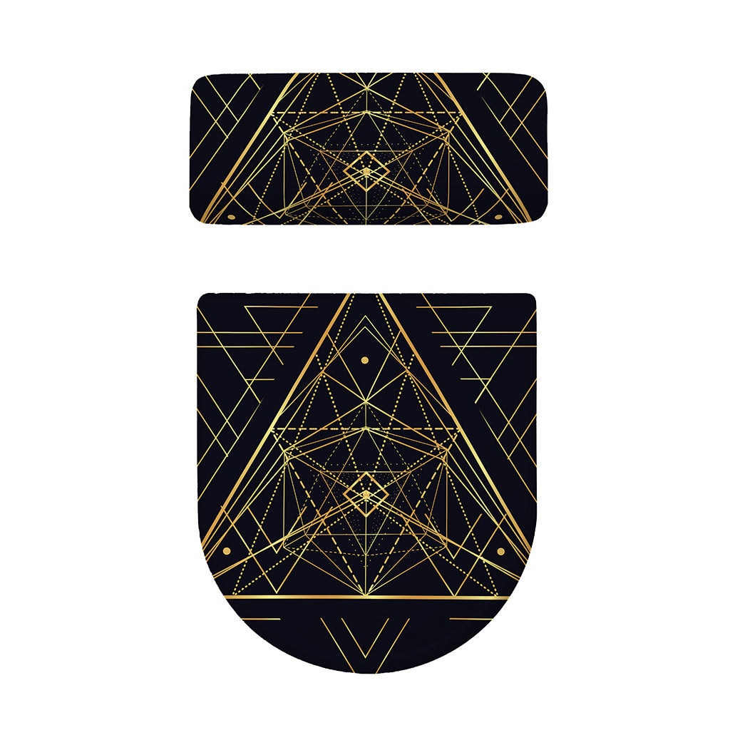 Geometric Pyramid Print Toilet Lid And Tank Cover Set