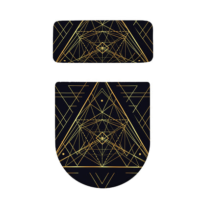 Geometric Pyramid Print Toilet Lid And Tank Cover Set