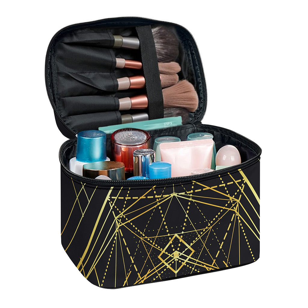 Geometric Pyramid Print Travel Makeup Bag