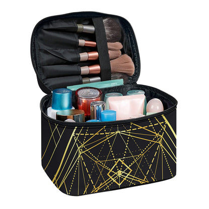 Geometric Pyramid Print Travel Makeup Bag