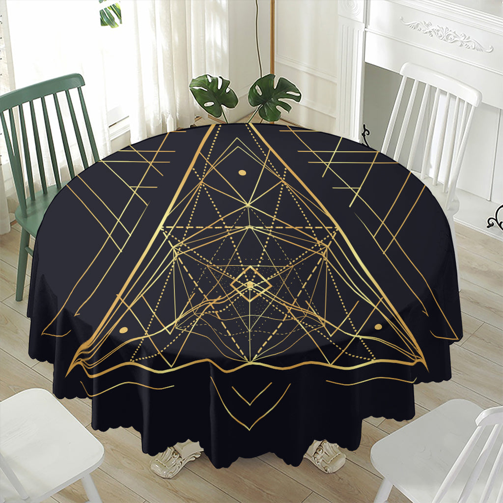 Geometric Pyramid Print Waterproof Round Tablecloth