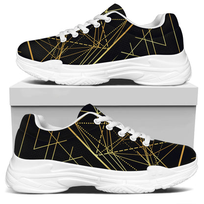 Geometric Pyramid Print White Chunky Shoes