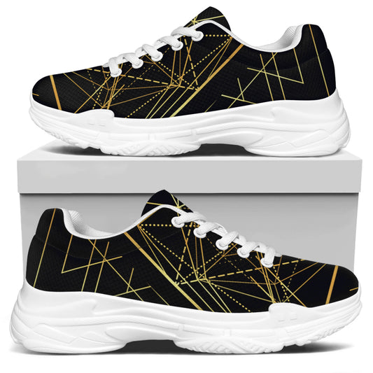Geometric Pyramid Print White Chunky Shoes