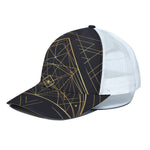 Geometric Pyramid Print White Mesh Trucker Cap