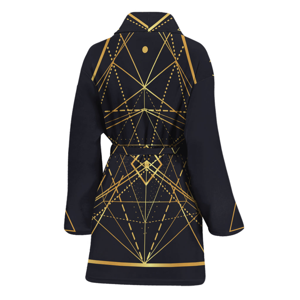 Geometric Pyramid Print Women's Bathrobe