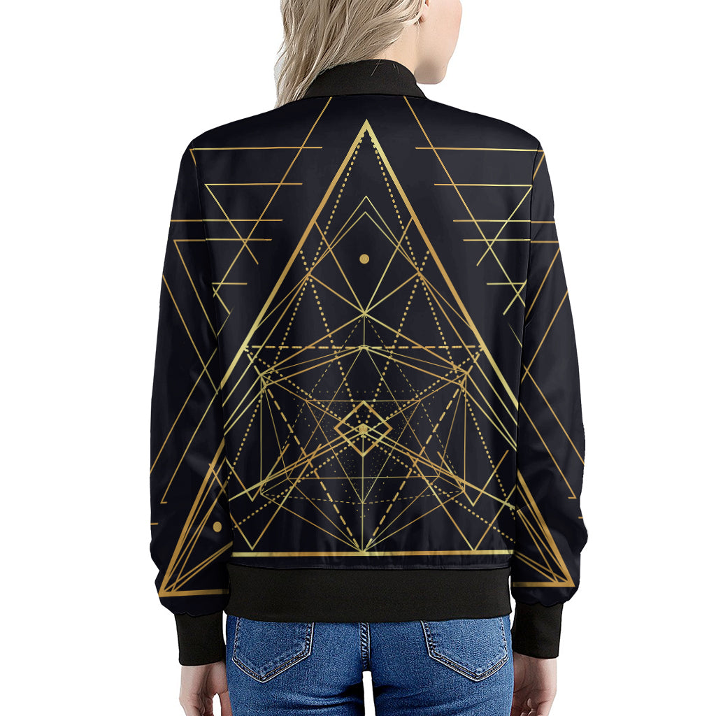 Geometric Pyramid Print Women's Bomber Jacket