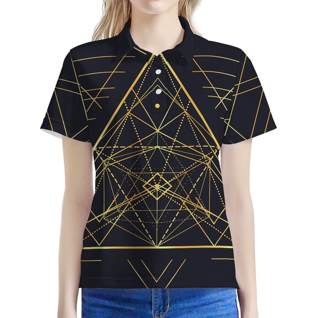 Geometric Pyramid Print Women's Polo Shirt