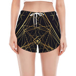 Geometric Pyramid Print Women's Split Running Shorts