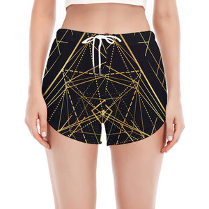 Geometric Pyramid Print Women's Split Running Shorts