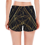 Geometric Pyramid Print Women's Split Running Shorts