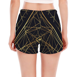 Geometric Pyramid Print Women's Split Running Shorts
