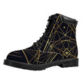 Geometric Pyramid Print Padded Collar Lace Up Boots