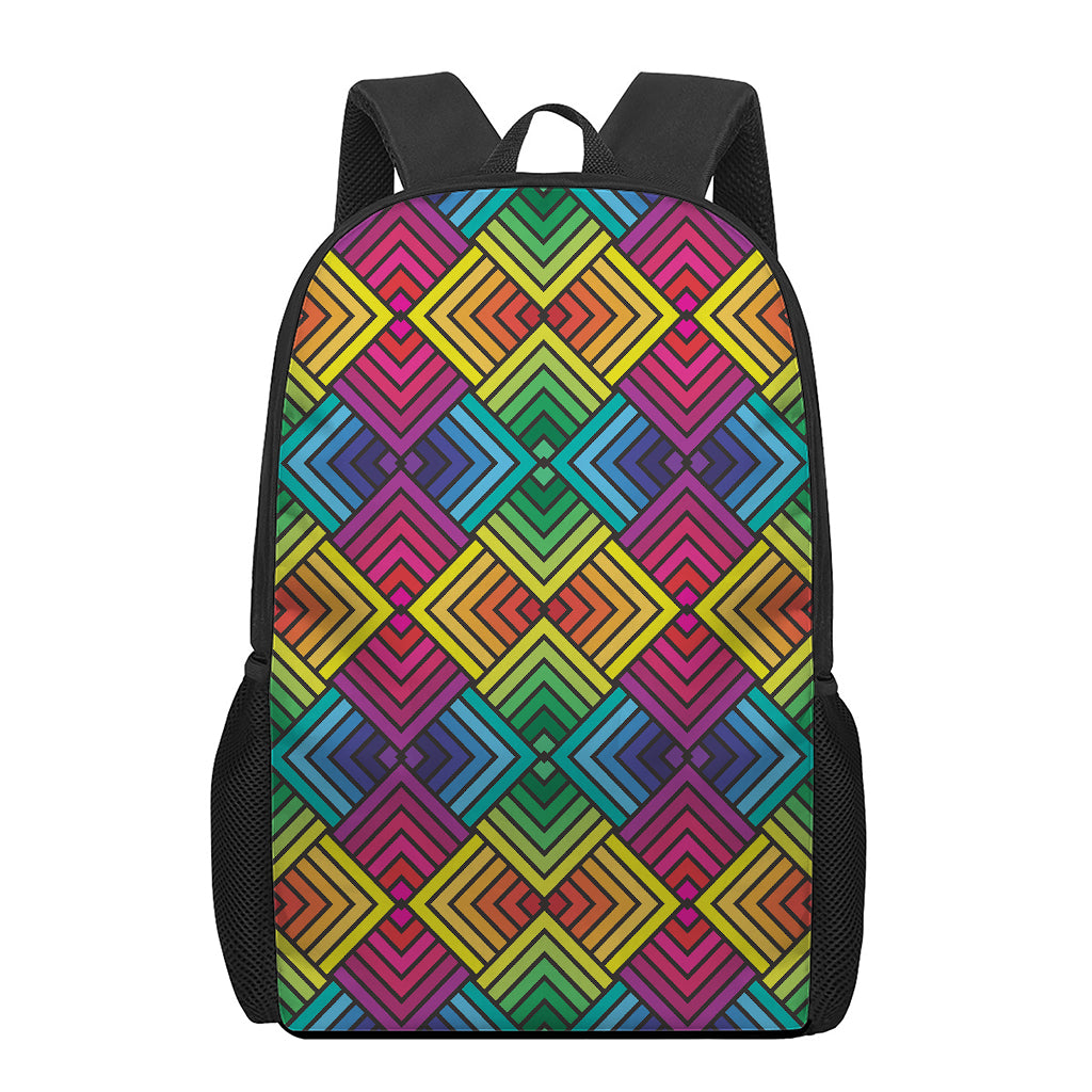 Geometric Rainbow Pattern Print 17 Inch Backpack