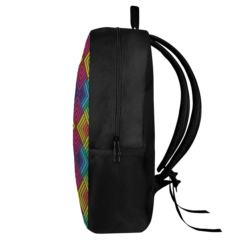 Geometric Rainbow Pattern Print 17 Inch Backpack