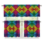Geometric Rainbow Pattern Print 3 Piece Kitchen Curtains