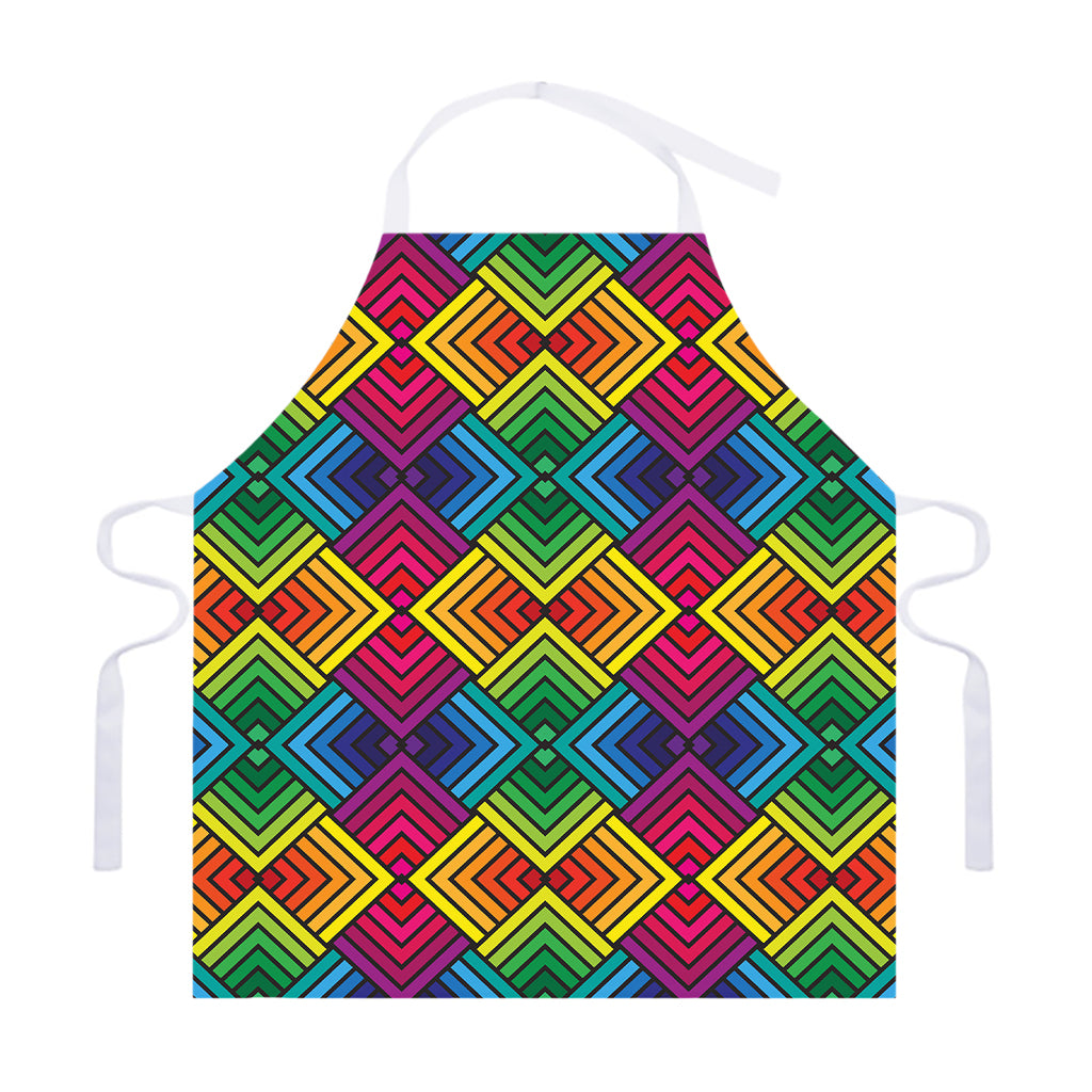 Geometric Rainbow Pattern Print Adjustable Apron