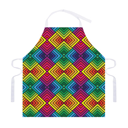 Geometric Rainbow Pattern Print Adjustable Apron