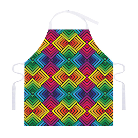 Geometric Rainbow Pattern Print Adjustable Apron