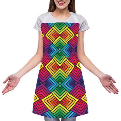 Geometric Rainbow Pattern Print Adjustable Apron